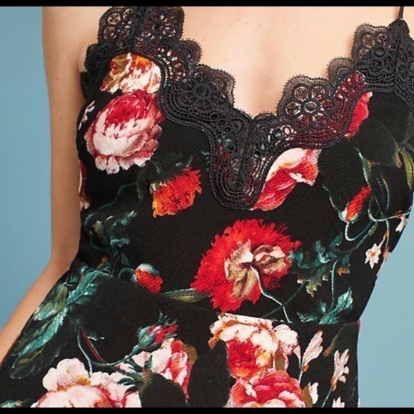 FOXIEDOX strappy midi dress floral print lace detail adjustable straps - Picture 3 of 14